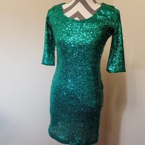 Crystal Doll green sequin dress